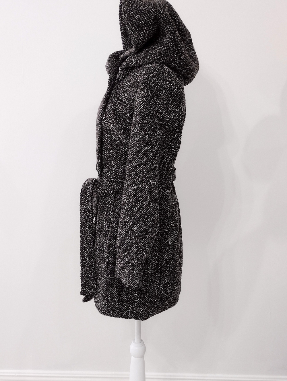 Women's Hooded Double-Breasted Wool-Blend Coat -  Brown/Multi Color - Picture 4 of 16